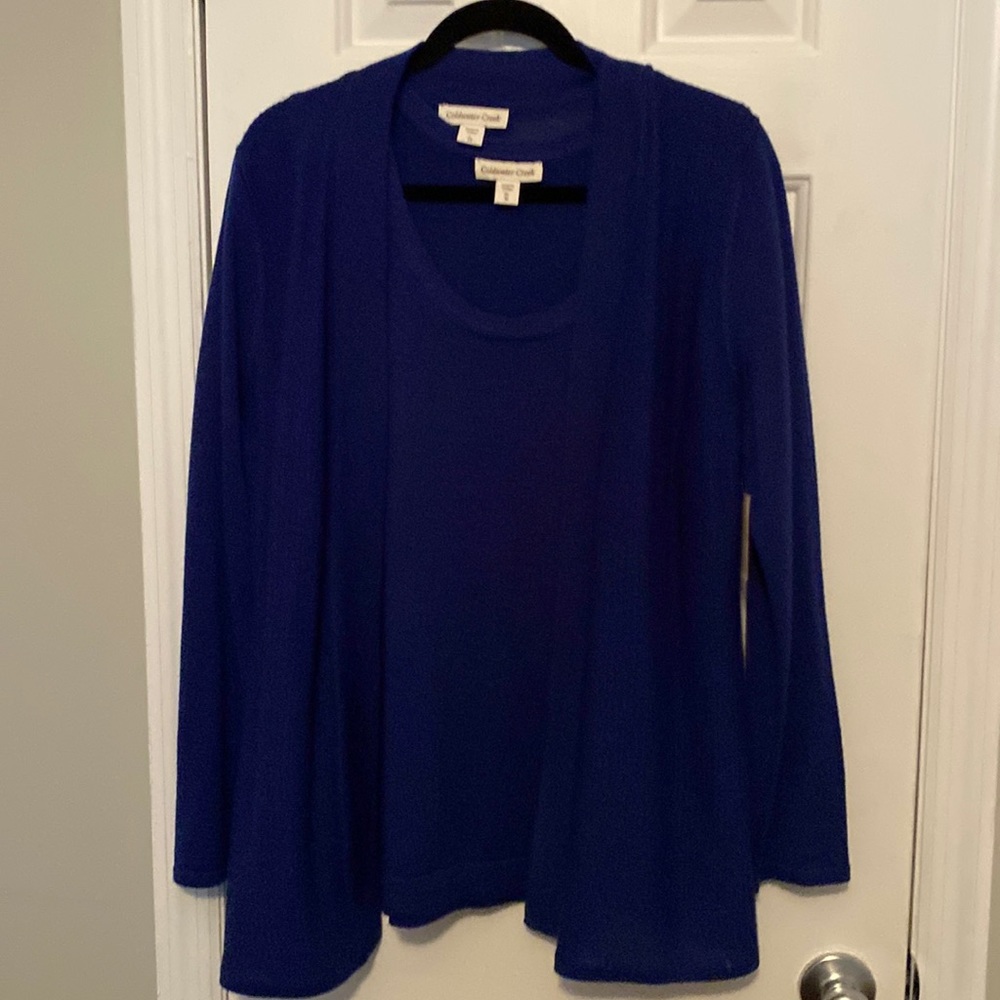 Coldwater Creek soft spun merino wool mix open from cardigan and matching tank